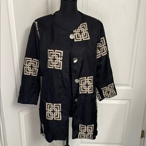 Painted Pony vintage coat black with embroidery size L elegant